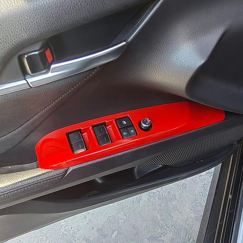 Kolya Compatible with 2018 2019 2020 2021 2022 2023 2024 2025 Toyota Camry Accessories Door Window Switch Panel Cover Window Control Button Trim (Red Color) - Image 4